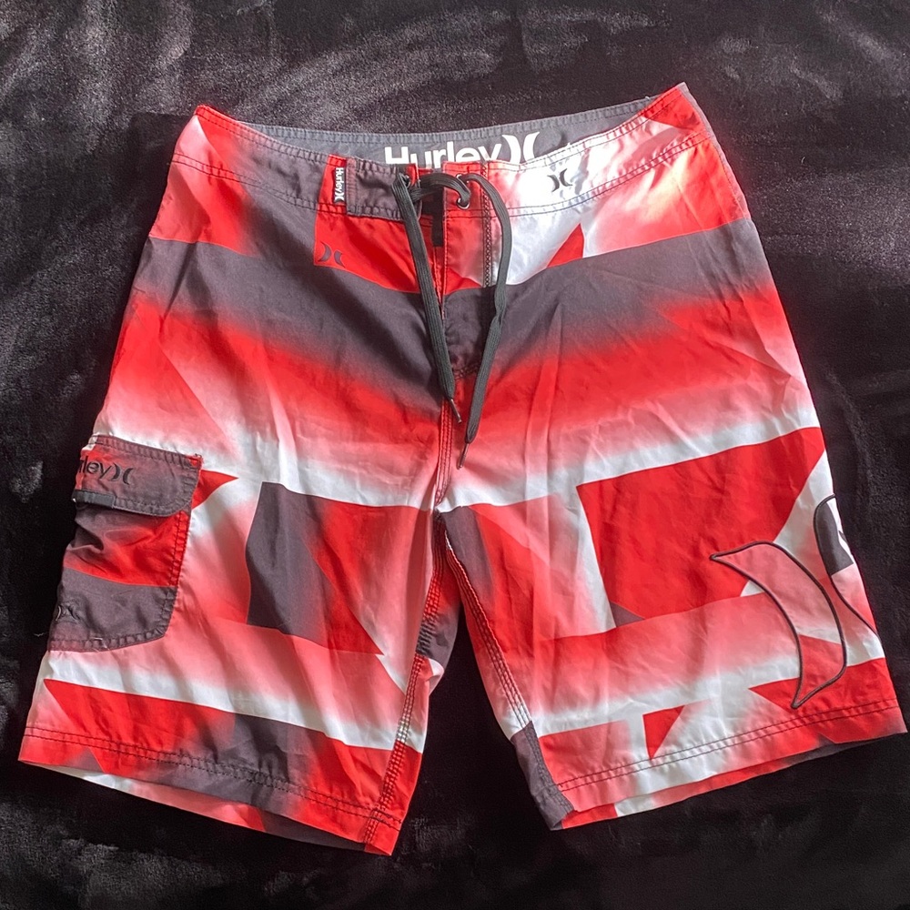 Hurley Men's Vibrant Red and Charcoal Board Shorts